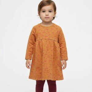 Zara Baby Girl Long Sleeve Dress Brown Pink Cherry Print 18-24M